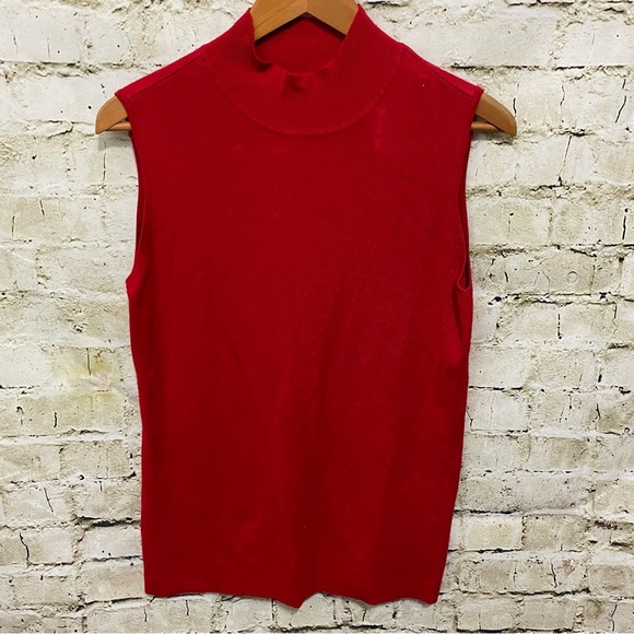 Additions By Chicos Red Mock Neck Sleeveless Sweater - Picture 1 of 4